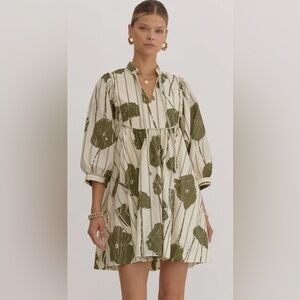 Entro Green and Cream Floral Dress